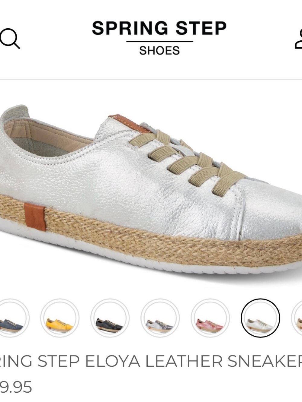 Spring Step Silver Espadrille-Trim Leather Sneaker